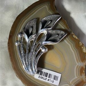 Elegant Sterling Silver Calla Lily Floral Large Pendant